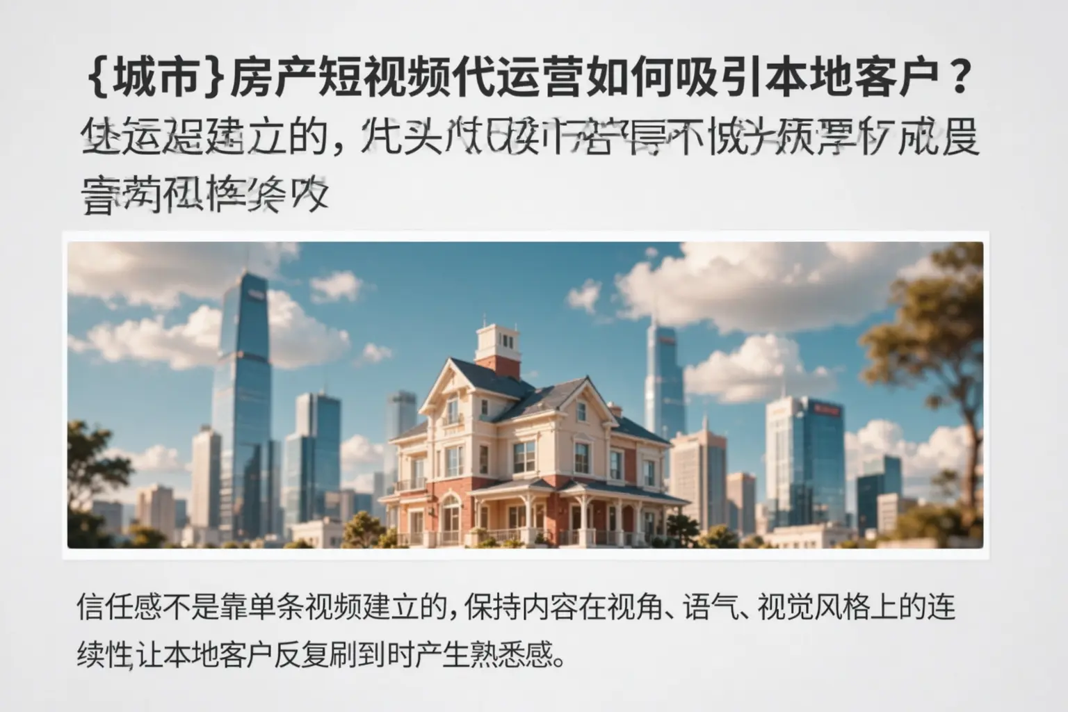 邯郸房产短视频代运营如何吸引本地客户?