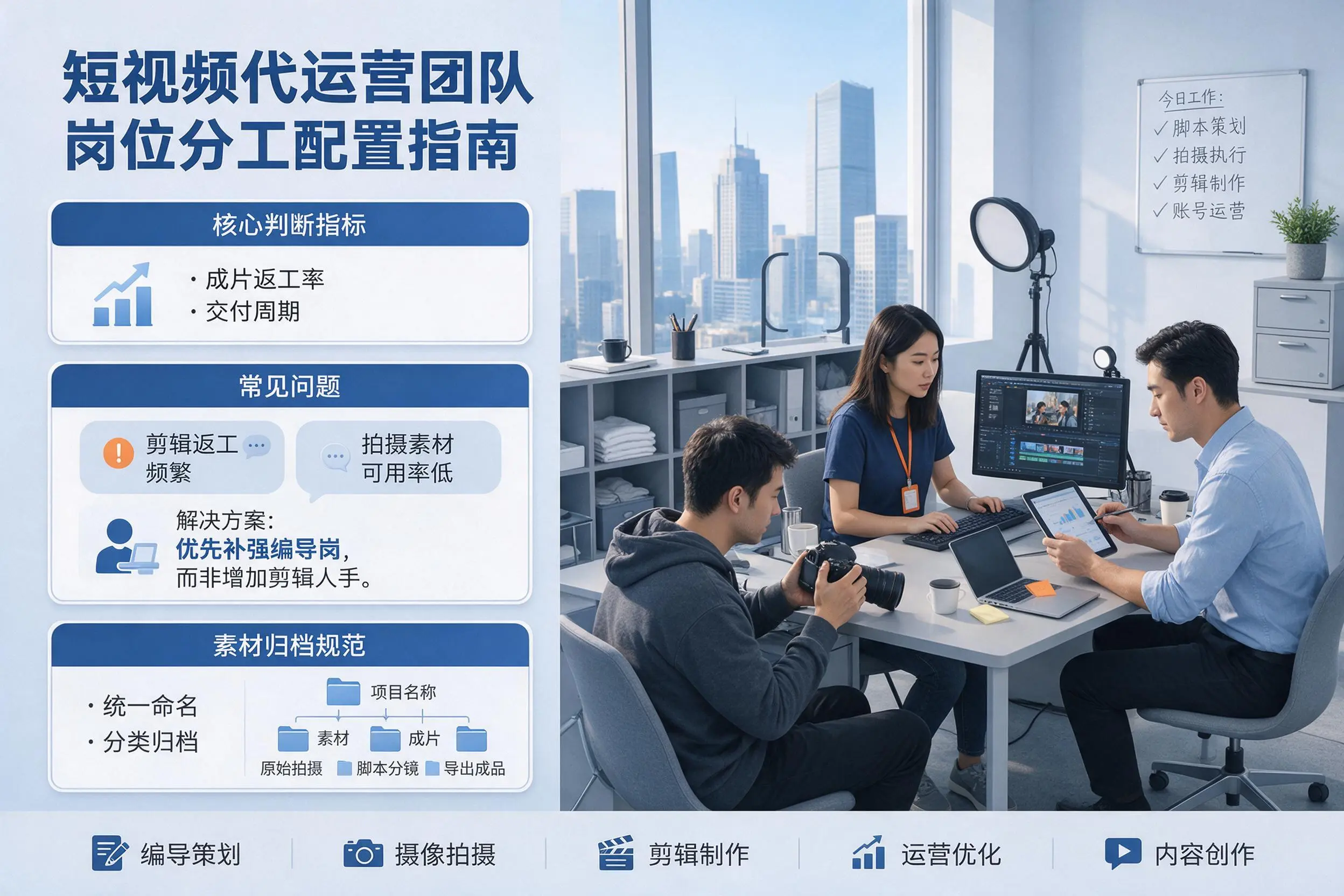 短视频代运营团队如何配置？邯郸企业岗位分工科普说明
